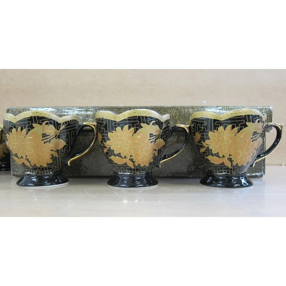 Yamasen Gold Collection Fine Porcelain 24ct Gold Plated Tea Set 12pc Japan w Box